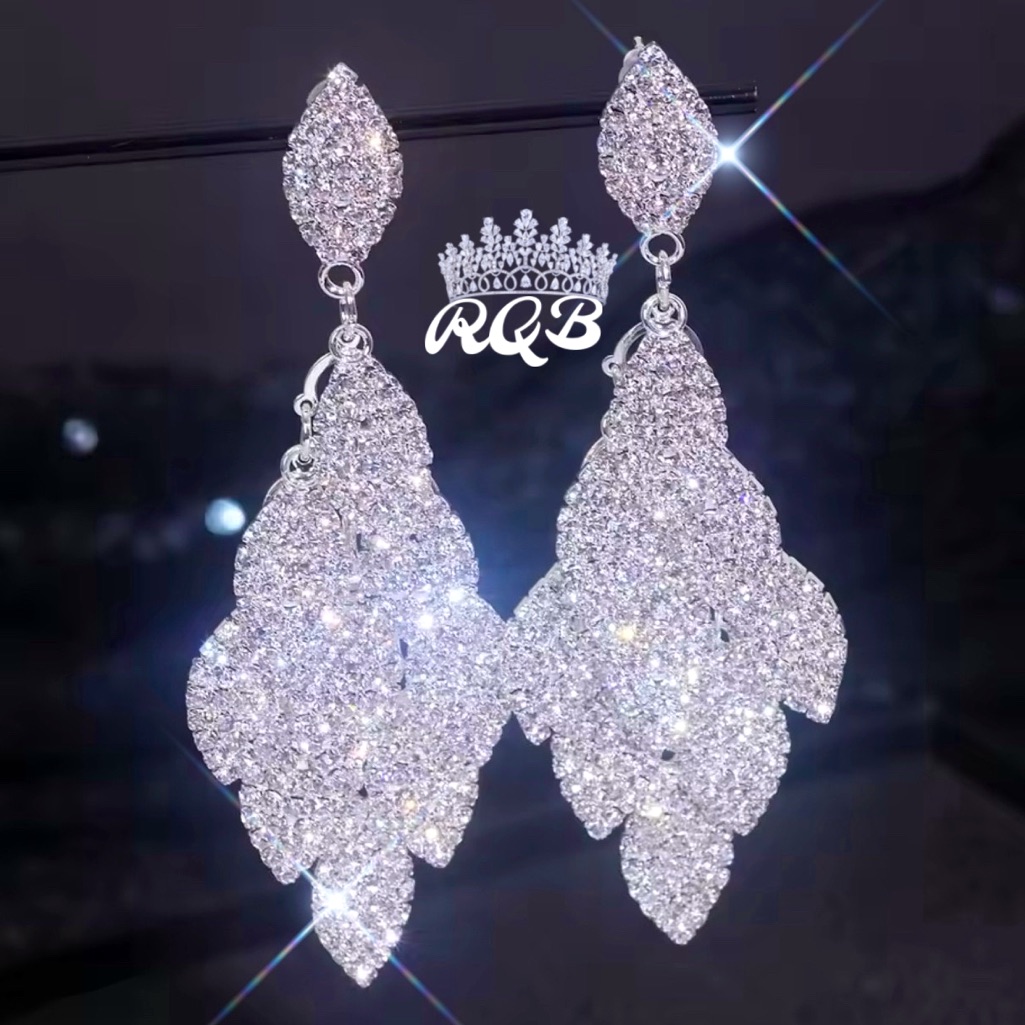 Crystal Silver Pageant Earrings